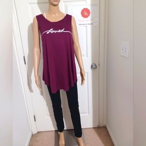 💜Old Navy Women's Dark Purple Tank Top and Black Tights Set (Size L & S/P)🧡